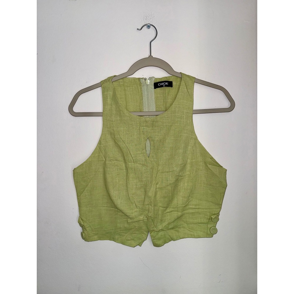 ChicMe Green Keyhole Sleeveless Crop Top Vest Size M